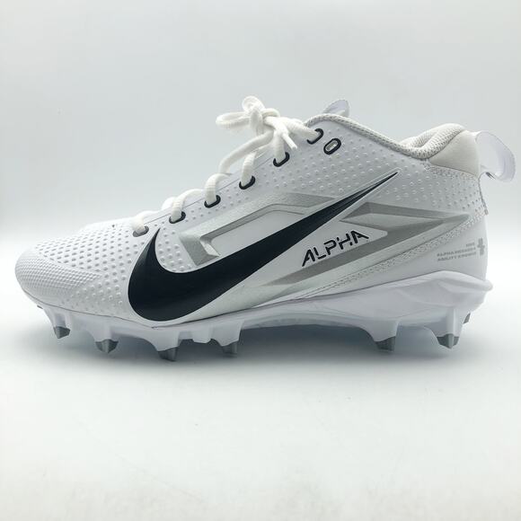 Nike Alpha Menace Mens 4 Varsity Molded Football Cleats 10 White Black NWOB - Picture 7 of 11